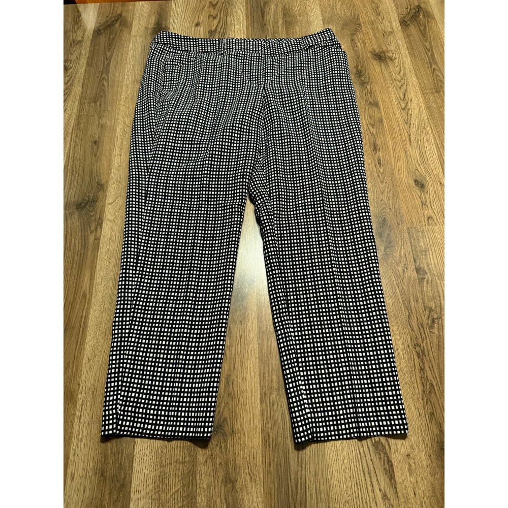Valerie Stevens Pants Women Size 14 Black White Checkered Straight Leg Trousers